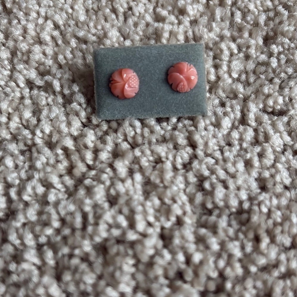 Pink Floral Stud Earrings